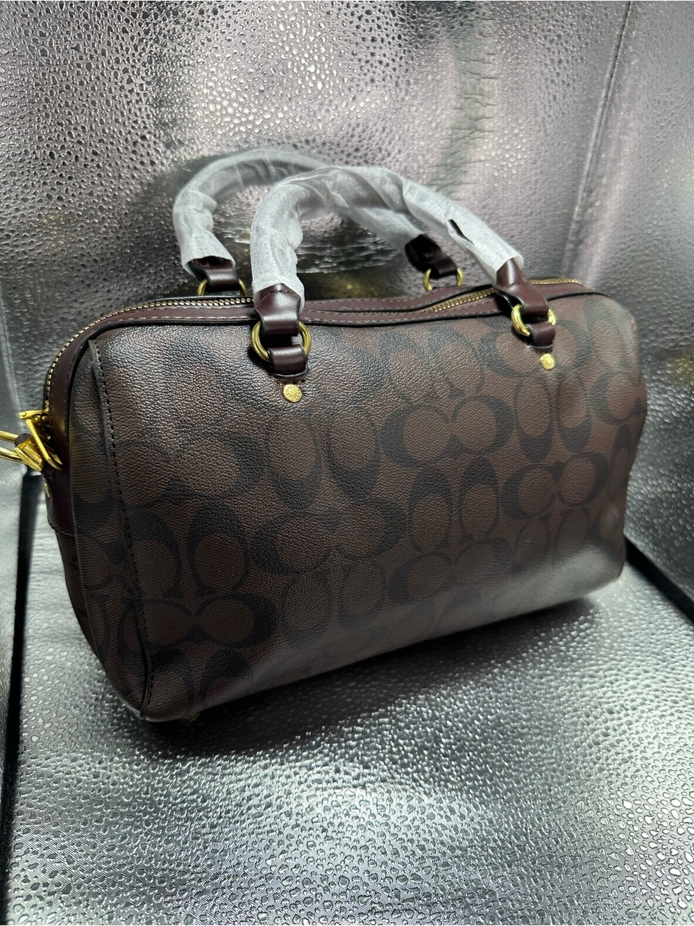 COACH Brown Logo Satchel with Gold Hardware - Picture 3 of 4